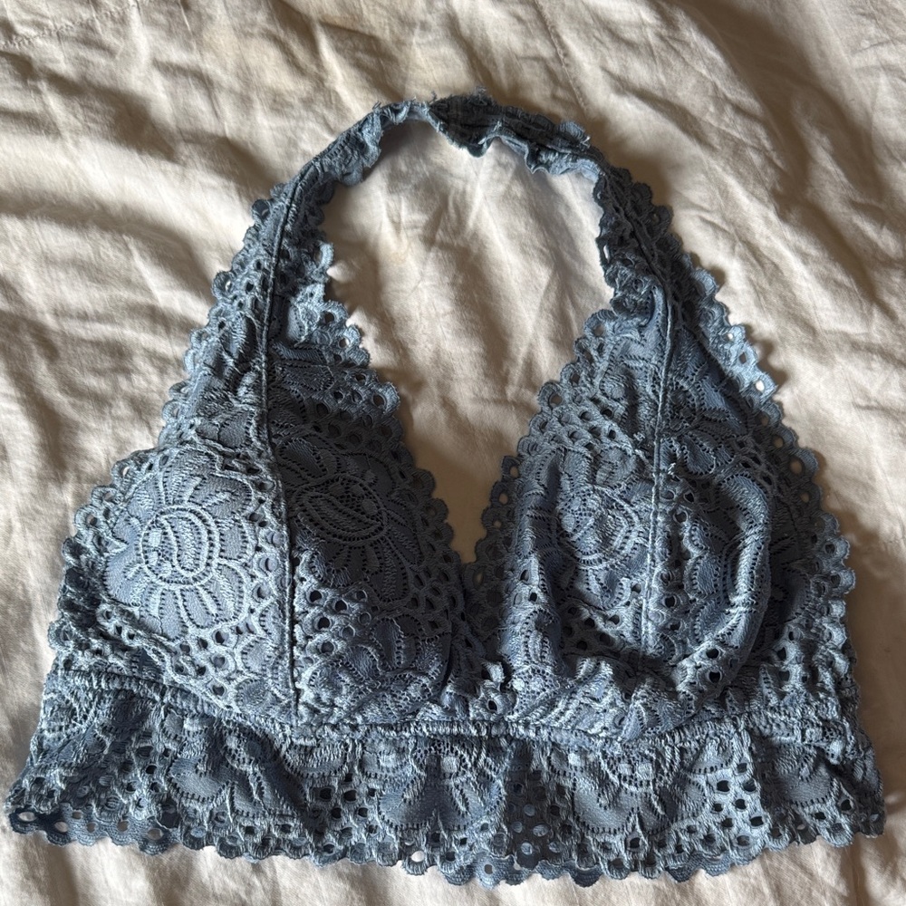 aerie Blue Lace Halter Bralette